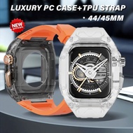 Luxury Transparent Modification Kit For iWatch 45mm 44mm PC Case TUP Rubber Band For iWatch Series 9 8 7 6 5 4 SE Mod Strap