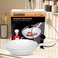 Premium Stone Pot 30cm Non Stick Pan with Cover Coating Induction Iron