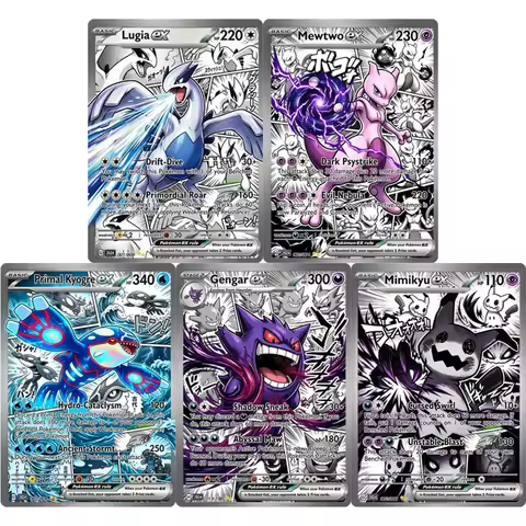 PTCG Collection Cards Gengar Mewtwo Mimikyu Primal Kyogre DIY PTCG Game Cards Shining Creativity Rar