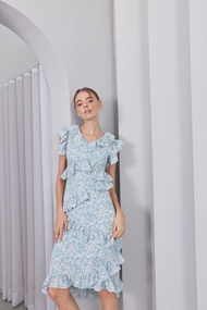 ROSSARIN - Freya Gardenia Dress เดรสระบายลายดอก ชุดสีฟ้า
