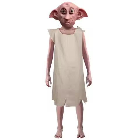 Dobby Costume Mask Elf Funny Halloween Party Cosplay Elf Ears Full Head Props Kids Cos Mask and Cost