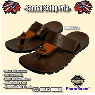 Sandal Indrian 004 Sandal Jepit Kulit Pria Sandal Casual Sandal Terbaru 2023 Sandal Kulit sapi Senda