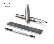 NEW Parker IM Rollerball Pen Premium Dark Espresso and Chrome Chiseled with 0.5mm Fine Point Black I