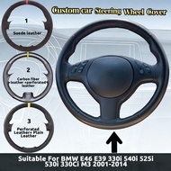DIY Custom Carbon Fibre Leather or Suede Car Steering Wheel Cover For BMW E46 E39 330i 540i 525i 530