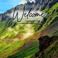 Welcome Visitor Guest Book: Waterfall on the green stone Vacation Design Notebook, 8.25x8.25 inches,