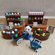 Panda Girl with Ice Cream Shop and Fruit Shop Sylvanian Families and Koala Diary Doll House Accessories