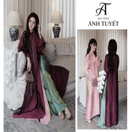 Modern women's ao dai, 4-panel metallic silk ao dai with pants of the same high quality, size S - 3X