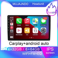 MUJAJNDO 10นิ้ว6 + 64G 4 + 32G 2.5D Android15 Ips หน้าจอ Carplay Android คำสั่งเสียงรถยนต์ทั่วไป And
