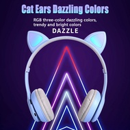 RGB Cute Cat Ears Bluetooth Headset Stereo Music Gaming Headset Wireless Headphones with Mic Girls Kids Gifts