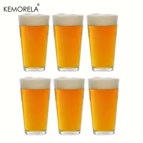 6PCS Transparent Beer Pint Glasses Whiskey Juice Milk Tea Cold Drink Cup Suitable For Bars And Resta
