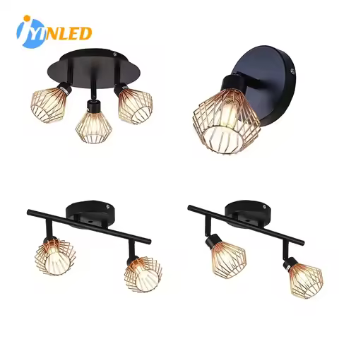 Rotatable Black Gold Ceiling Lamps 1/2/3 Heads Creative Cage Angle Adjustable G9 Lights Bulb for Hom