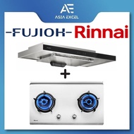 FUJIOH FR-MS2390R 90CM SLIMLINE HOOD WITH TOUCH CONTROL + RINNAI RB-72S 2 BURNER STAINLESS STEEL GAS HOB