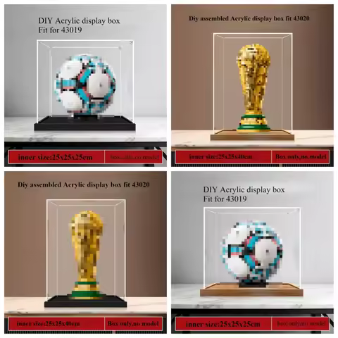 25x25x25/40cm Transparent Football Acrylic Display Box For Futebol Lego 43019 43020 Football Buildin