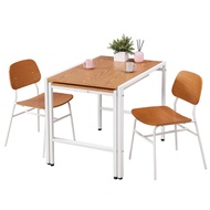 [特價]《C&amp;B》伊塔設計家工業風可伸縮多用途桌餐桌椅組(一桌+二椅)橡木色