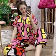 Đồ Bộ Nữ họa tiết Sang Trọng Pijama tay ngắn quần dài Vải KATE LỤA mềm mịn Freesize từ 44kg đến 60kg