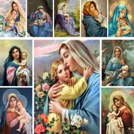 DIY Cross Stitch Embroidery Set Virgin Religion Water-Soluble Printed Fabric  11/9CT Threads Hobby N