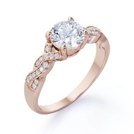 EMY ORIGINAL- Twisted infinity 1.25 carat round cut Moissanite and diamond- channel set- wedding rin
