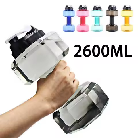 Dumbbell Hammer Water Bottle High Capacity 2 liters Gym Weightlifting Sports Bottle Creative Space C