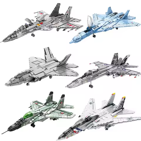 US F14 F16 F18 F22 Military Air Force Weapon Giant Building Blocks Sukhoi Su-57 Su-27 WW2 Fighter Je