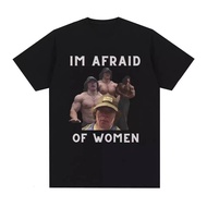 I'm Afraid Of Women Fitness Enthusiasts Funny Letter Print T-Shirt For Men, Milk Silk