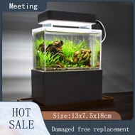 Office Mini Aquarium Built-in Filter Desktop Small Tank Oxygen and Lighting System(All-in-One)(full LED - Black)