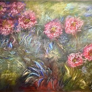 Floral garden original Monet inspired impressionistic pastel painting on paper