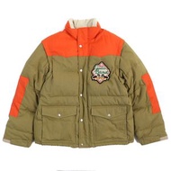 GUCCI 21AW 641311 棉質 logo 貼片雙向拉鍊羽絨外套/背心，駝色和橙色，46 碼，義大利製造，正品，男士推薦。