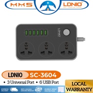 LDNIO C3604 3.4A Power Socket3 AC + 6 USB Charger Adapter 2500W 10A 2 Meter SC3604