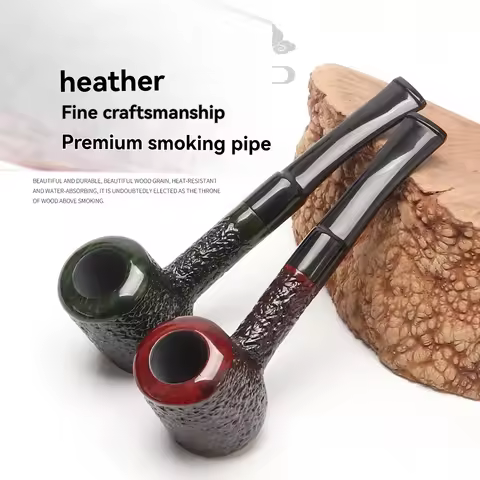Briar Wood Slender Handle Hammer Tobacco Pipe with 9mm Filter - Solid Wood Tobacco Pipe for Men's Gi