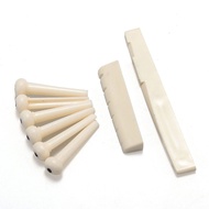 1 Set - 6 Guitar Bone Bridge Pins+ 1Saddle Nut for Folk Acoustic Guitar 6 String