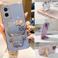 Casing Oppo A57 Case Oppo A55 Cassing Oppo A16K Cover Oppo A16E Cases Oppo A52 Case Oppo A72 Case Oppo A74 Case Oppo A92 Case Oppo A95 Case Cute Anime Cartoon Vanity Mirror Hello Kitty Holder Phone Case With Metal Sheet TK