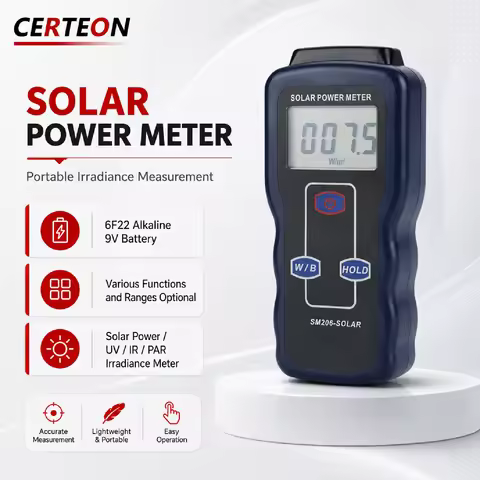 SM206 Solar Power Meter Solar Radiation Meter Solar Irradiance Meter UV IR Light Intensity Tester Py