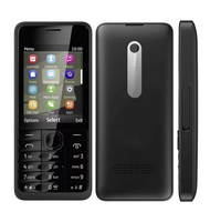 Used phone Nokia 301 feature phone 3MP camera 2G GSM 850/900/1800/1900 Single Sim Card battery 1200