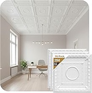 A La Maison Ceilings R47 Romanesque Foam Glue-up Ceiling Tile (256 sq. ft./Case), Pack of 96, Plain 