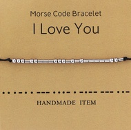 Jewenova Morse Code Bracelet for Women Men Beads on Silk Cord Friendship Bracelet Best Friend Bracel