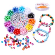 500pcs 9x6mm Large Hole Plastic Acrylic Pony Alphabet Letter Heart Beads for Bracelet Necklace DIY J