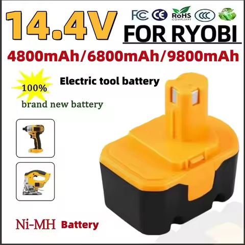 for Ryobi 14.4V 4.8/6.8/9.8Ah Battery R10521 RY6201 RY6202 130224010 130224011 1314702 1400144 14006
