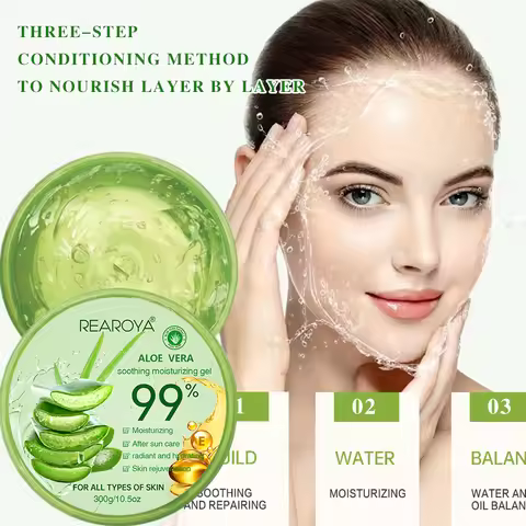 99% Aloe Vera Moisturizing Gel Creams Refreshing Non Sticky Facial Wash Free Deep Nourishing Maintai