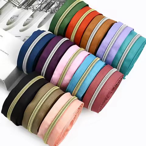 2/5/10/20M 5# Nylon Zippers Closure Plastic Zipper Bag Pocket Zips By Meters Coat Roll Zip Repair Ki