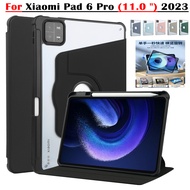 For Xiaomi Pad 6 Pro 11.0 " 2023 Collapsible Tablet Case Xiaomi Pad 6 11.0" Fashion 360° Rotating Clear Acrylic Flip Stand Cover