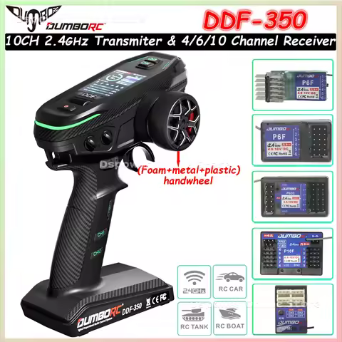 DUMBORC DDF-350 10CH Transmitter 2.4G 10Channel Remote Controller P4FM P6F P6DCG X10F Gyro Receiver