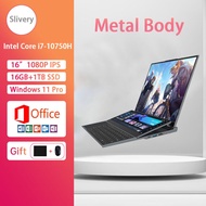 BYONE Dual Screen Laptop 16 Inch+14 Inch Laptop Touch Screen leptop original Intel Core i7-10750H 11