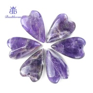 5pcs Amethyst Pendants Love Heart 38.5-39.5x25-25.5x9mm Hole: 1.8mm