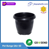 pot bunga ukir 60 / pot bunga plastik / pot tanaman - susan - hitam