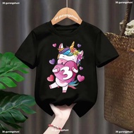 2026Funny Girl Birthday Gift Unicorn  T Shirt for Girls Tshirt Number 3 4 5 6 7 8 9  Kids Clothes Gi
