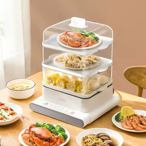 Folding Electric Food Steamer panela eletrica multifuncional Large-capacity Automatic Steamer Kitche