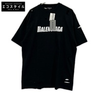 Balenciaga 21 年 651795 黑色破洞 T 卹 XXS [二手]