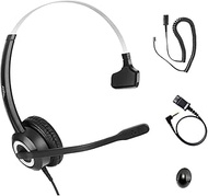 Phone Headset Noise Cancelling Mic RJ9 U10P Bottom Cable Compatible with Polycom VVX, Mitel, Shoretel, Avaya Digital Phones