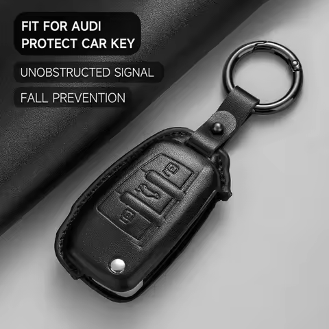 Leather Car Key Cover Case Protection Shell Keychain For Audi A1 A3 A4 A5 A6 A7 8P 8L 8V B6 B7 TT Q2