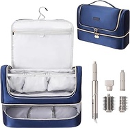 Jaffzora Double-Layer Travel Case Compatible with Airwrap Complete Styler &amp; Shark FlexStyler Dryer, Portable Storage Organizer Bag for Hair Curler and Attachments with Hanging Hook, Blue, Blue
